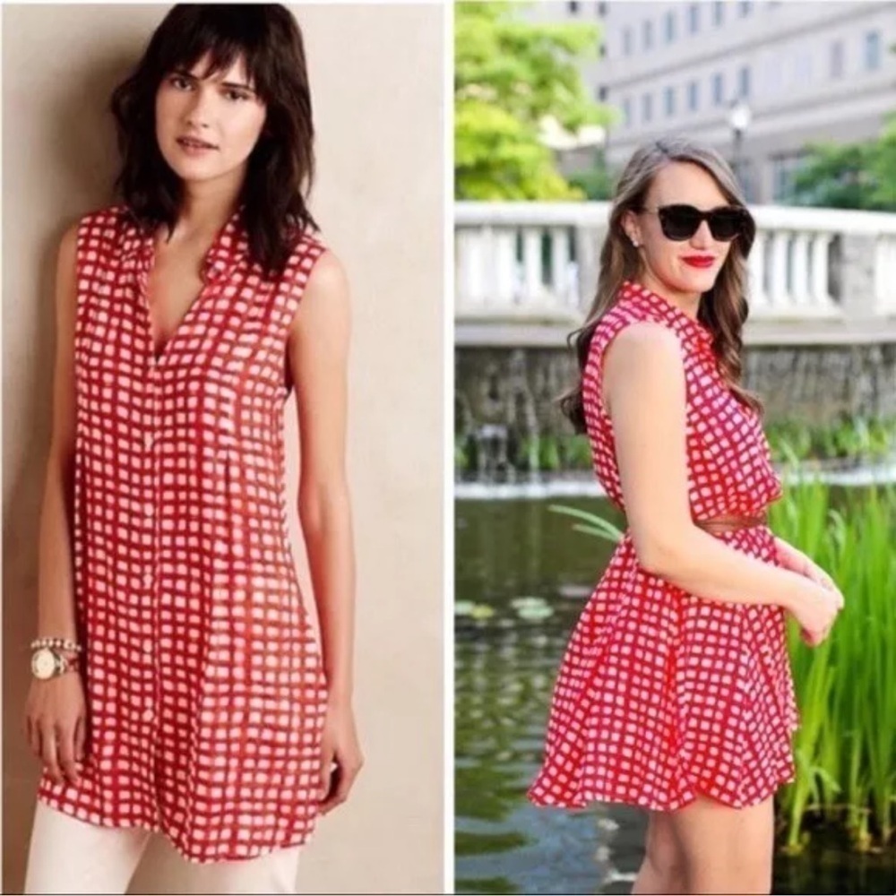 Anthropologie 11:1 Tylho Percy Tunic Mini dress Gingham Plaid Windowpane women L - Picture 10 of 10